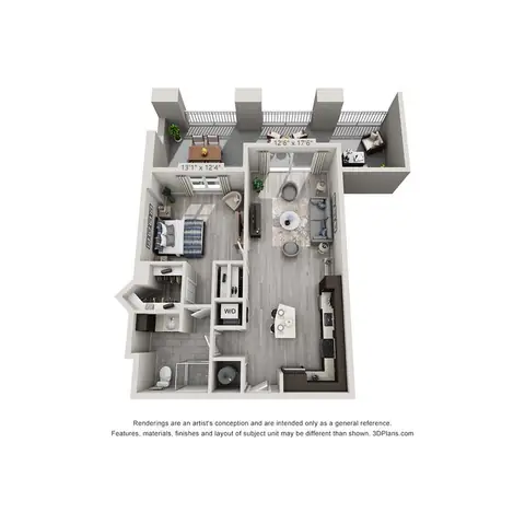 Floor plan B1, 1 bed · 1 bath