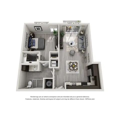 Floor plan B6, 1 bed · 1 bath