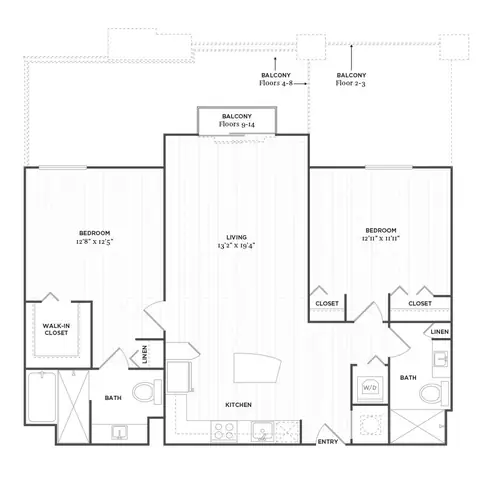 Floor plan C1, 2 beds · 2 baths