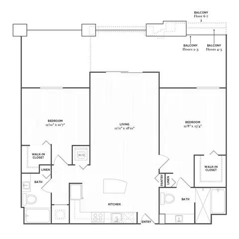 Floor plan C2, 2 beds · 2 baths