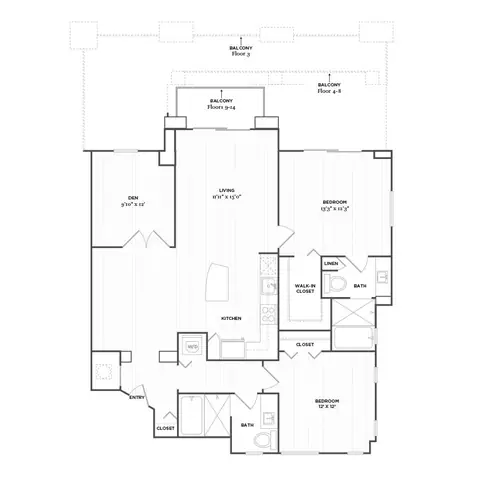 Floor plan C3, 2 beds · 2 baths