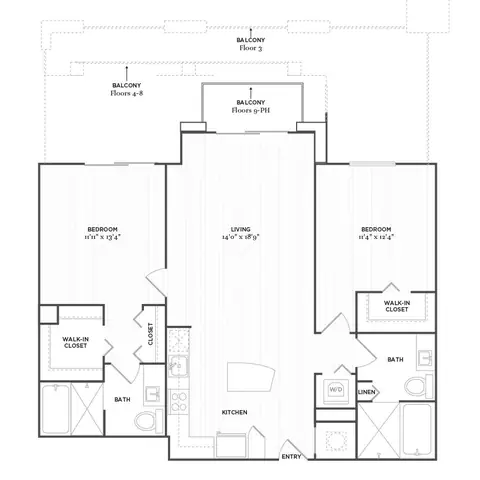 Floor plan C4, 2 beds · 2 baths