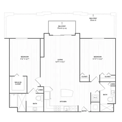 Floor plan C5A, 2 beds · 2 baths