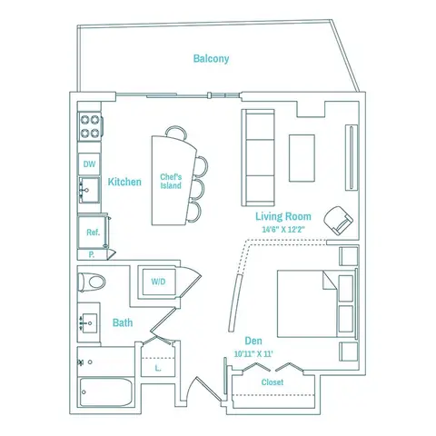 Floor plan Line 19 / Floors PD-27, Studio · 1 bath · 700 sf