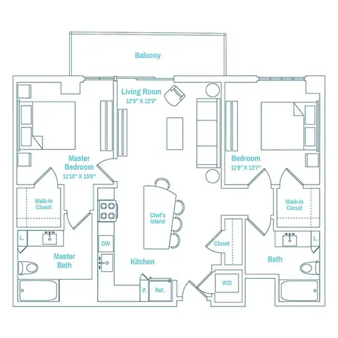 Floor plan Line 15 / Floors PD-27, 2 beds · 2 baths