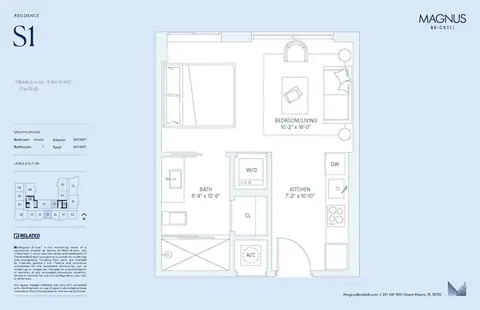 Floor plan S1-RAD, Studio · 1 bath · 420 sf