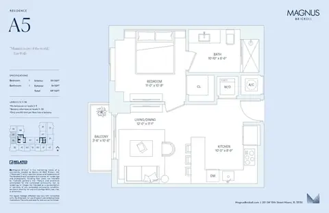 Floor plan A5, 1 bed · 1 bath · 551 sf