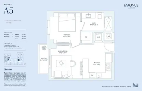 Floor plan A5-WF, 1 bed · 1 bath · 551 sf