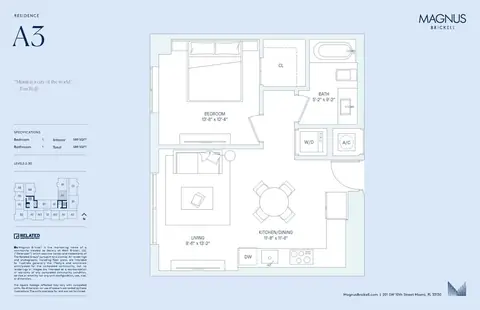 Floor plan A3, 1 bed · 1 bath · 589 sf