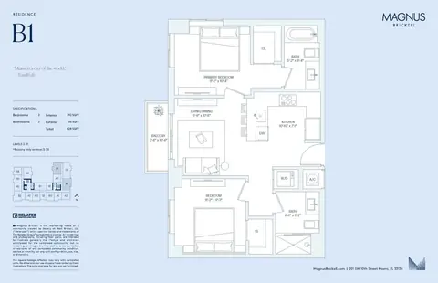 Floor plan B1, 2 beds · 2 baths · 792 sf