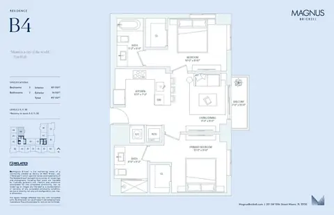 Floor plan B4, 2 beds · 2 baths · 821 sf