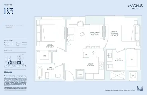 Floor plan B3, 2 beds · 2 baths · 839 sf