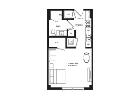 Floor plan Studio-S3A, Studio · 1 bath · 467 sf