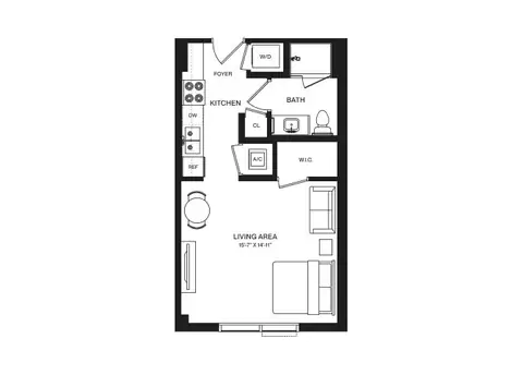 Floor plan Studio-S3B, Studio · 1 bath · 467 sf