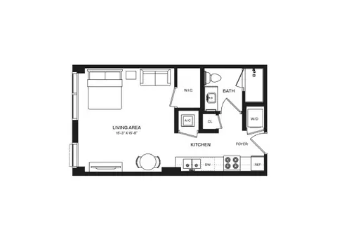 Floor plan Studio-S1, Studio · 1 bath · 475 sf