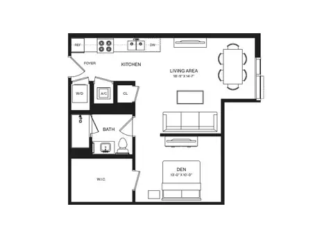 Floor plan Studio-S4, Studio · 1 bath · 662 sf