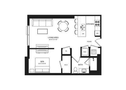 Floor plan Studio-S6, Studio · 1 bath · 678 sf