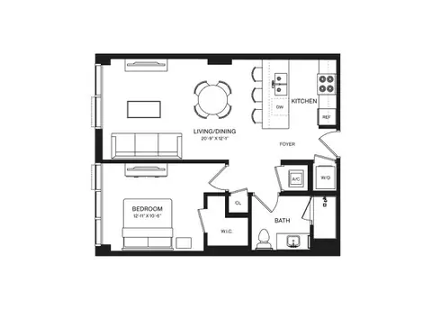 Floor plan 1 Bed/1 Bath-A1B, 1 bed · 1 bath · 690 sf