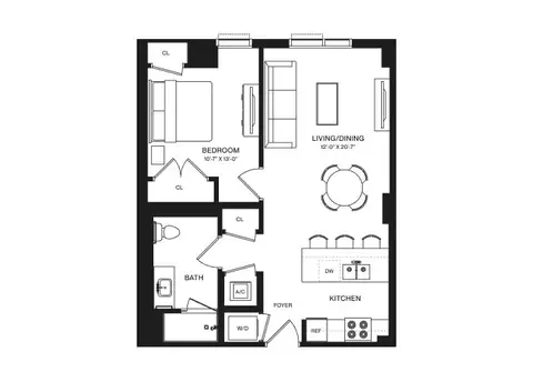 Floor plan 1 Bed/1 Bath-A2, 1 bed · 1 bath · 690 sf