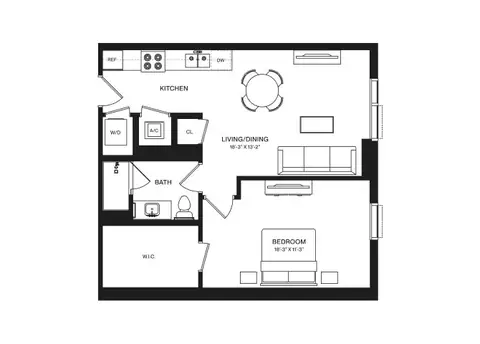 Floor plan 1 Bed/1 Bath-A5, 1 bed · 1 bath · 749 sf