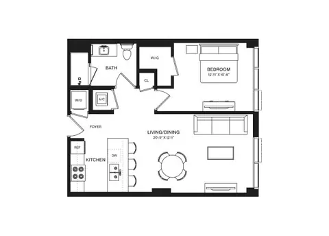 Floor plan 1 Bed/1 Bath-A1I, 1 bed · 1 bath
