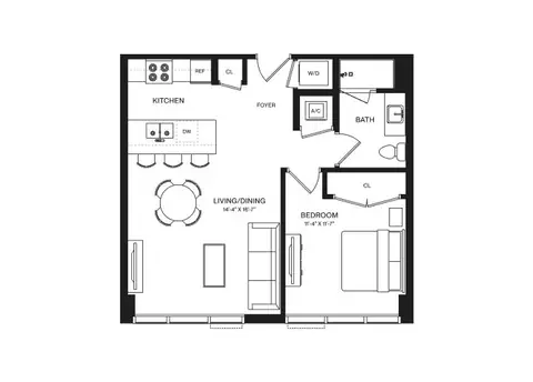 Floor plan 1 Bed/1 Bath-A3B, 1 bed · 1 bath