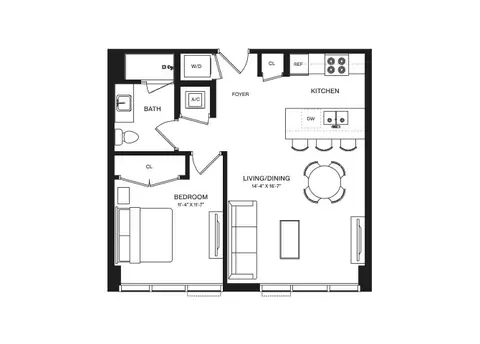 Floor plan 1 Bed/1 Bath-A3C, 1 bed · 1 bath
