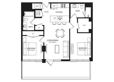 Floor plan 2 Bed/2 Bath-B3A, 2 beds · 2 baths