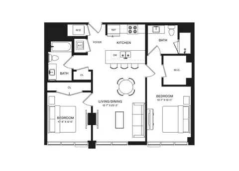 Floor plan 2 Bed/2 Bath-B3B, 2 beds · 2 baths