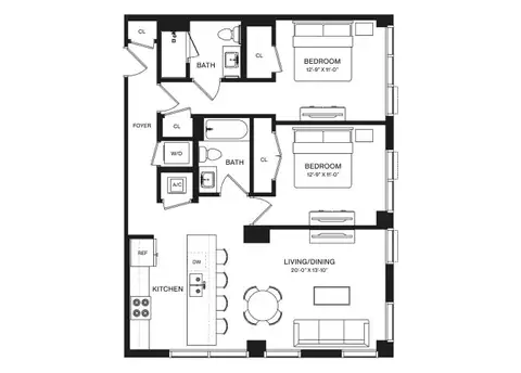Floor plan 2 Bed/2 Bath-B4, 2 beds · 2 baths