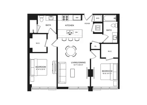 Floor plan 2 Bed/2 Bath-B8B, 2 beds · 2 baths