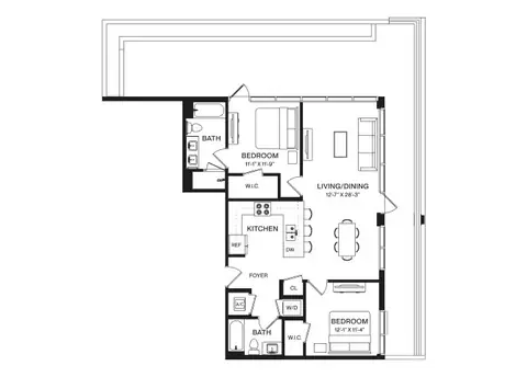Floor plan 2 Bed/2 Bath-PH1, 2 beds · 2 baths
