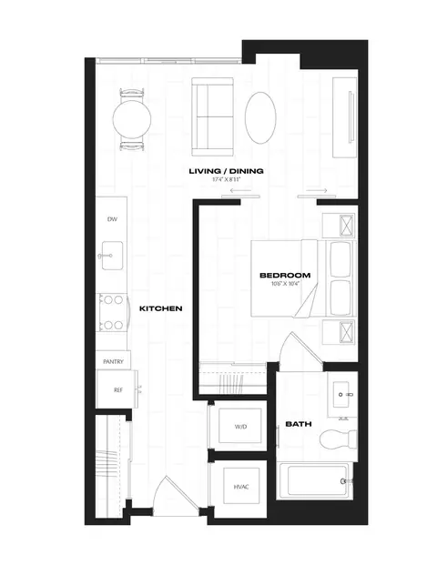Floor plan 1 Bed/1 Bath JR-A6.1.1, 1 bed · 1 bath · 561 sf