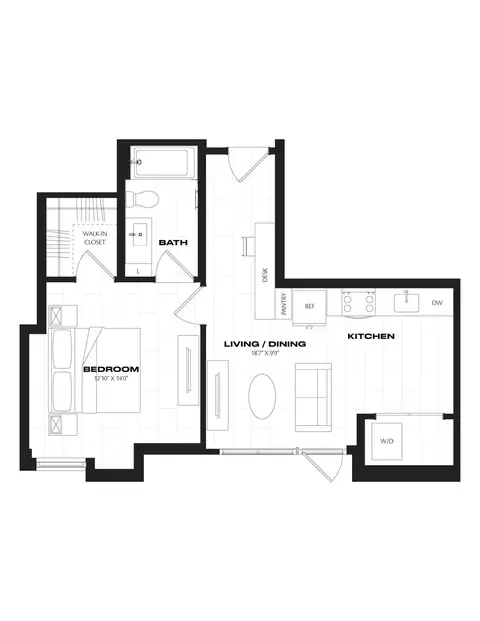Floor plan 1 Bed/1 Bath-B3.1, 1 bed · 1 bath · 648 sf