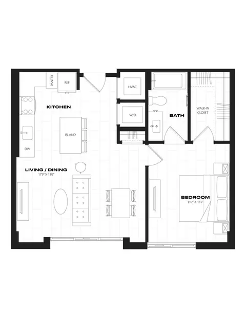 Floor plan 1 Bed/1 Bath-B6.1.1, 1 bed · 1 bath · 731 sf