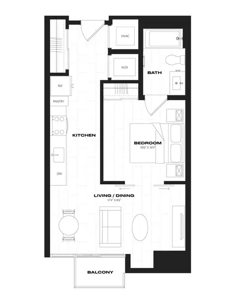 Floor plan 1 Bed/1 Bath JR-A6.1.2, 1 bed · 1 bath