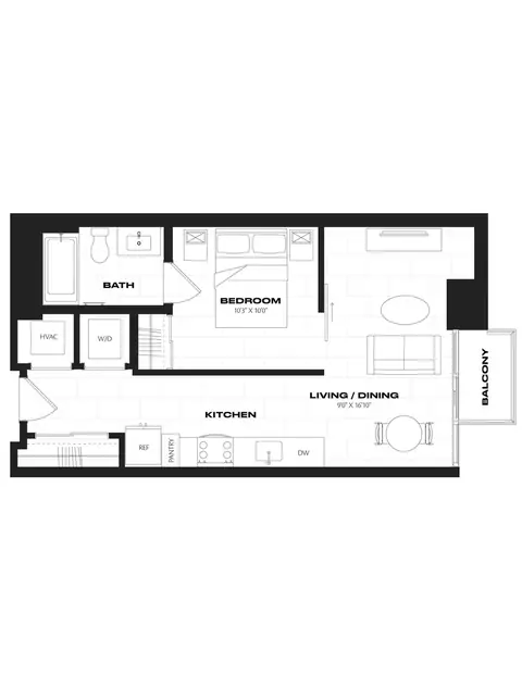 Floor plan 1 Bed/1 Bath JR-A6.2, 1 bed · 1 bath