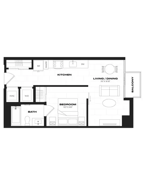 Floor plan 1 Bed/1 Bath JR-A6.2.1, 1 bed · 1 bath