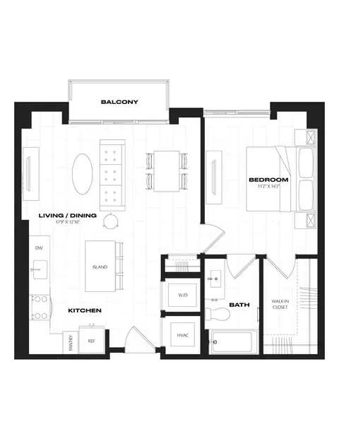 Floor plan 1 Bed/1 Bath-B6.1, 1 bed · 1 bath