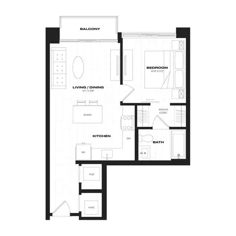 Floor plan A5.1, 1 bed · 1 bath