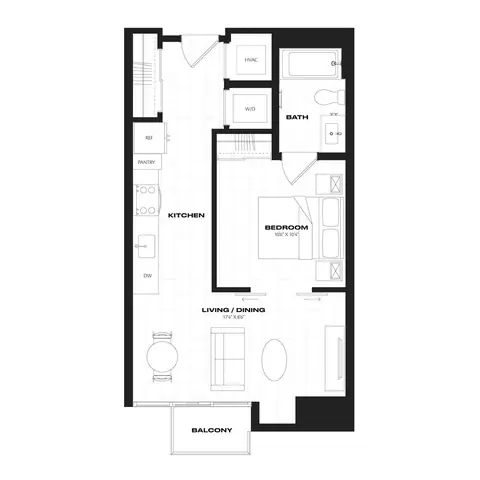 Floor plan A6.1.2, 1 bed · 1 bath