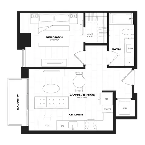Floor plan B4.1, 1 bed · 1 bath