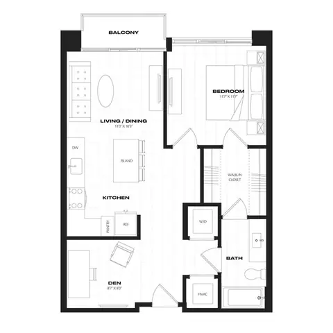 Floor plan B7.1, 1 bed · 1 bath