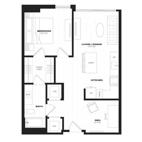 Floor plan B7.2.2, 1 bed · 1 bath