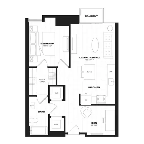Floor plan B7.3, 1 bed · 1 bath