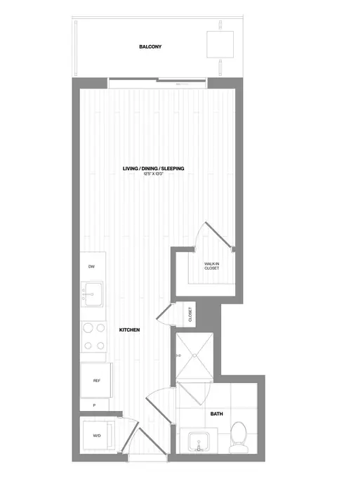Floor plan Studio-S1 WDU, Studio · 1 bath