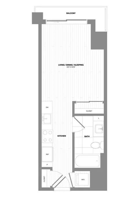 Floor plan Studio-S3, Studio · 1 bath