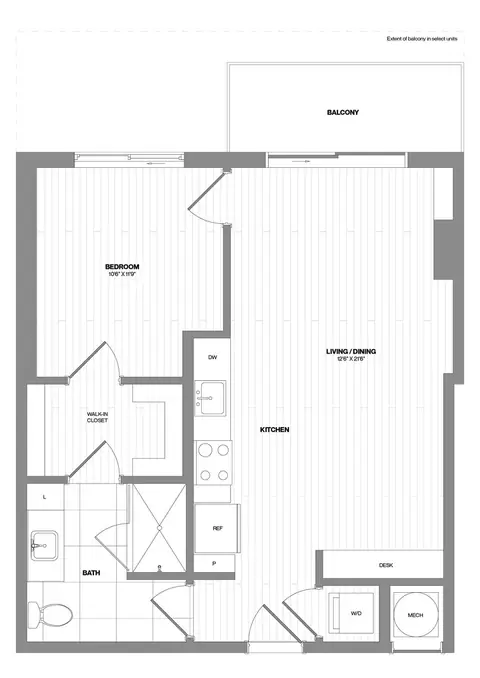 Floor plan 1 Bed/1 Bath-A1 WDU, 1 bed · 1 bath · 680 sf