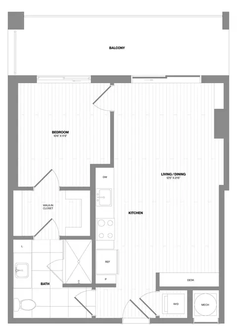 Floor plan 1 Bed/1 Bath-A1A, 1 bed · 1 bath
