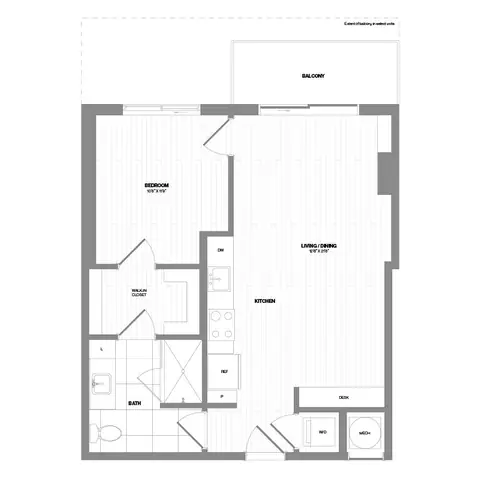Floor plan A1D-140, 1 bed · 1 bath
